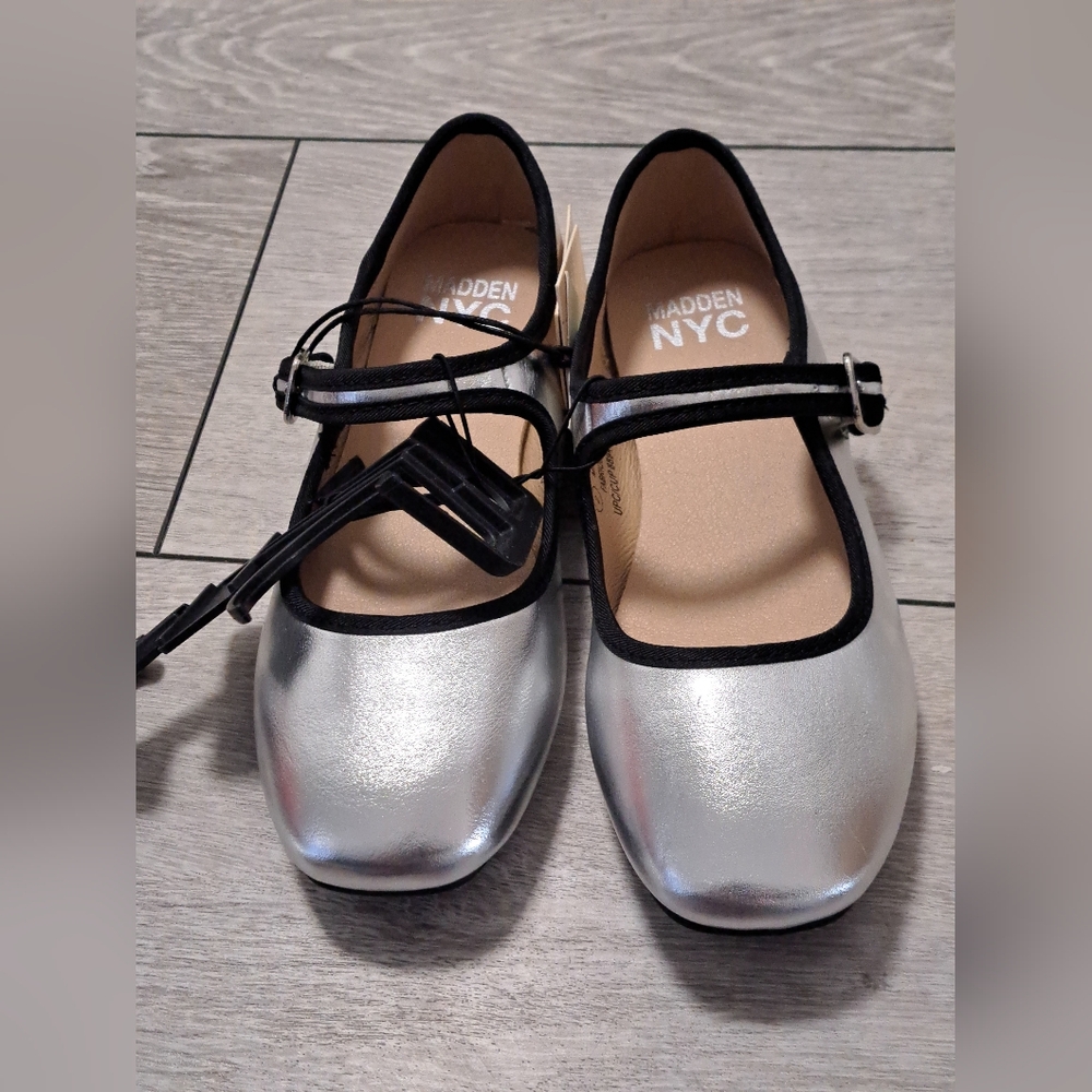 Brand New Madden NYC Kids Silver Mary Jane Shoes